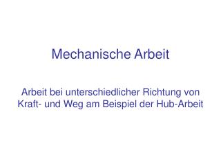 Mechanische Arbeit