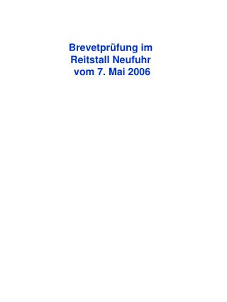 Brevetprüfung im Reitstall Neufuhr vom 7. Mai 2006