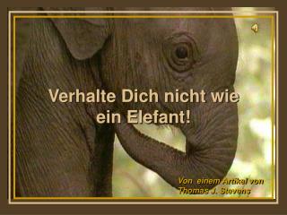 Verhalte Dich nicht wie ein Elefant!