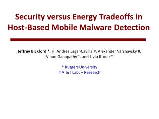 Security versus Energy Tradeoffs in Host-Based Mobile Malware Detection
