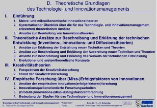 D. Theoretische Grundlagen des Technologie- und Innovationsmanagements