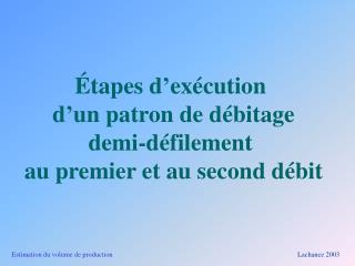 Étapes d’exécution d’un patron de débitage demi-défilement au premier et au second débit