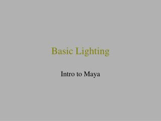 Basic Lighting