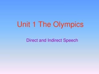 Unit 1 The Olympics