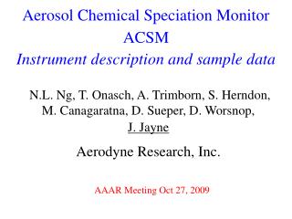 Aerosol Chemical Speciation Monitor ACSM Instrument description and sample data