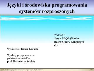 Języki i środowiska programowania systemów rozproszonych