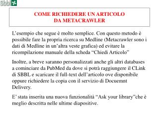 COME RICHIEDERE UN ARTICOLO DA METACRAWLER