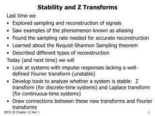 Stability and Z Transforms