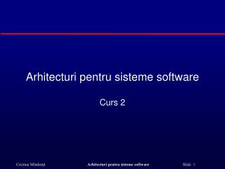 Arhitecturi pentru sisteme soft w are