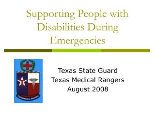 Supporting People with Disabilities During Emergencies