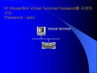 R1:Router 에서 Virtual Terminal Password 를 지정하시오 . (Password : asin)