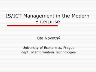 IS/ICT Management in the Modern Enterprise
