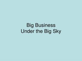 Big Business Under the Big Sky