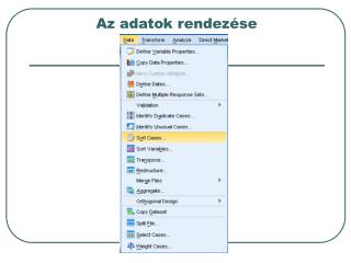 Az adatok rendezése