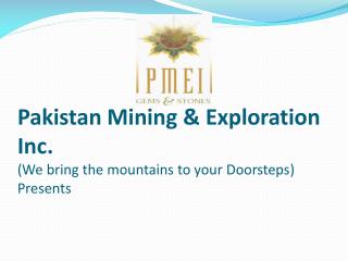Pakistan Mining &amp; Exploration Inc . ( We bring the mountains to your Doorsteps ) Presents