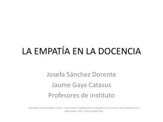 LA EMPATÍA EN LA DOCENCIA