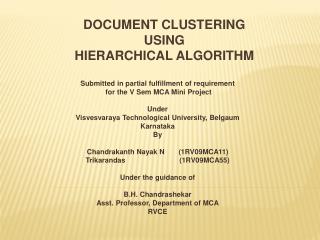 DOCUMENT CLUSTERING USING HIERARCHICAL ALGORITHM