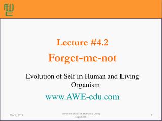 Lecture #4.2 Forget-me-not Evolution of Self in Human and Living Organism AWE-edu