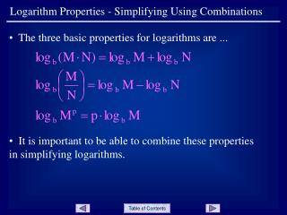 Logarithm Properties - Simplifying Using Combinations