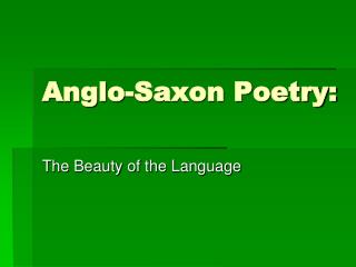 Anglo-Saxon Poetry: