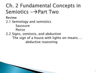 Ch. 2 Fundamental Concepts in Semiotics -  Part Two