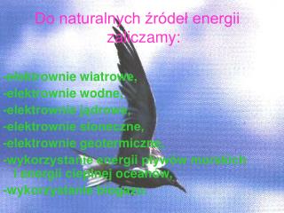 Do naturalnych źródeł energii zaliczamy: