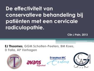 EJ Thoomes , GGM Scholten-Peeters, BM Koes, D Falla, AP Verhagen