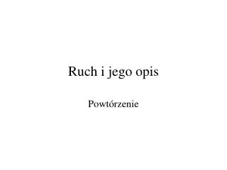 Ruch i jego opis