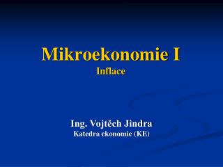Mikroekonomie I Inflace