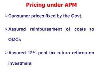 Pricing under APM