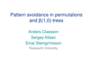 Pattern avoidance in permutations and β (1,0)-trees