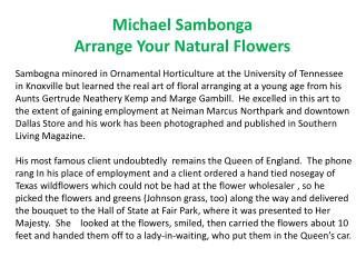 Michael Sambonga Arrange Your Natural Flowers