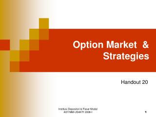 Option Market &amp; Strategies