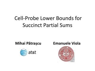  Cell-Probe Lower Bounds for Succinct Partial Sums