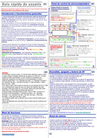 Indicadores de característica seleccionada : Para : Velocidad, Aceleración y Rpm: