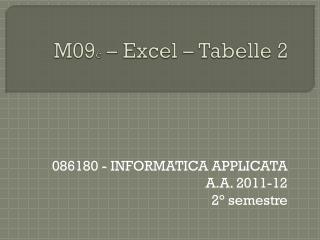 M09 c – Excel – Tabelle 2