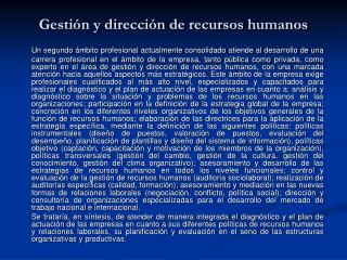 Gestión y dirección de recursos humanos