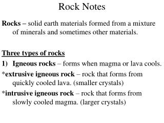 Rock Notes
