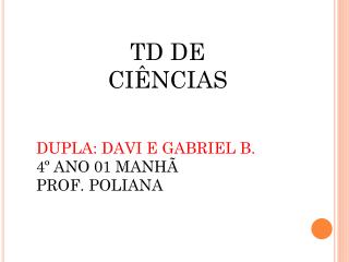 DUPLA: DAVI E GABRIEL B. 4º ANO 01 MANHÃ PROF. POLIANA