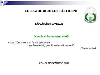 COLEGIUL AGRICOL FĂLTICENI