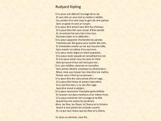 Rudyard Kipling Si tu peux voir détruit l'ouvrage de ta vie