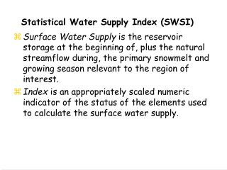 Statistical Water Supply Index (SWSI)