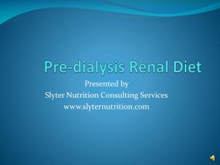 Pre-dialysis Renal Diet
