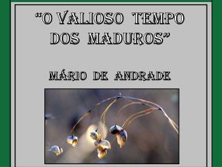 “O Valioso Tempo Dos Maduros” Mário de Andrade
