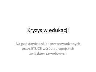 Kryzys w edukacji