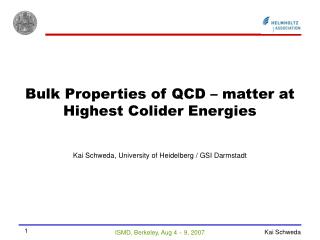 Bulk Properties of QCD – matter at Highest Colider Energies