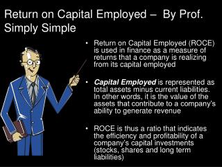 Return on Capital Employed – By Prof. Simply Simple