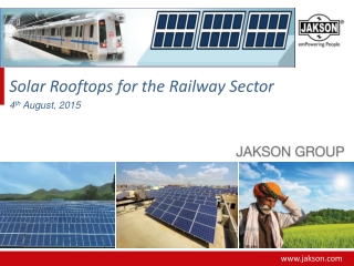 Solar Rooftops for the Railway Sector 4 th August, 2015