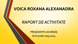 VOICA ROXANA ALEXANADRA RAPORT DE ACTIVITATE