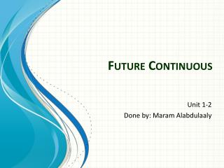 Future Continuous